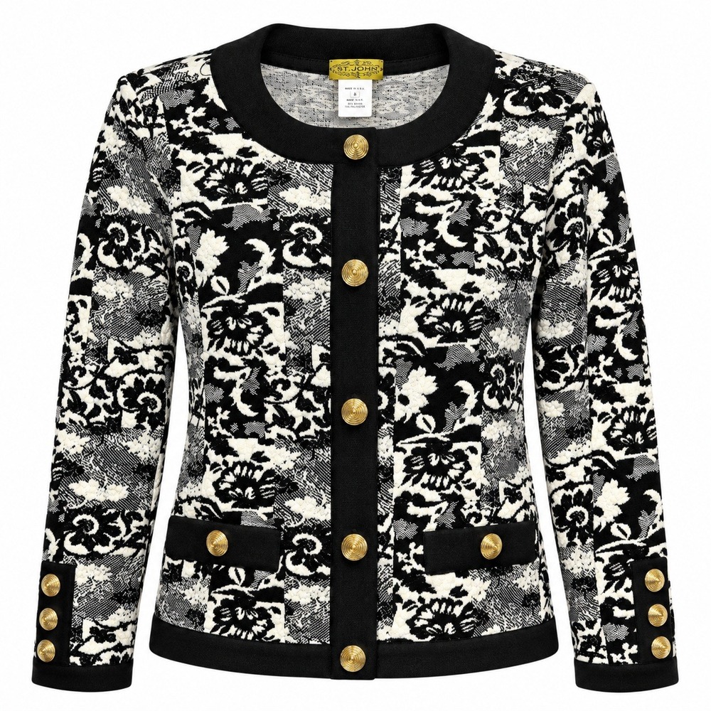 Stuart Alan Coquette Old Money Blazer Jacket Womens 8 Mob Wife Tweed Floral Knit